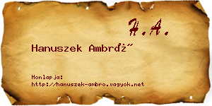 Hanuszek Ambró névjegykártya